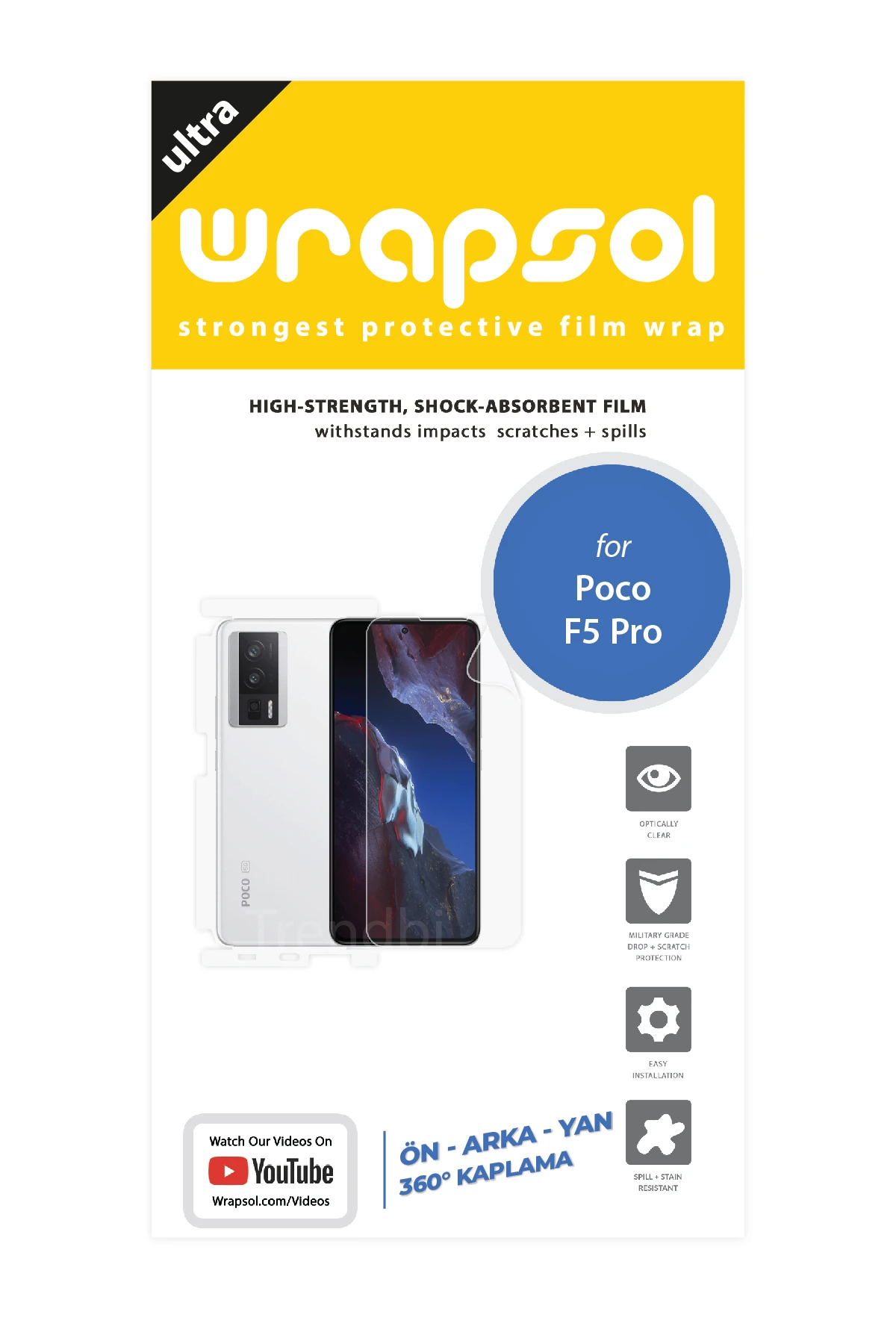 Xiaomi Poco F5 Pro - Fullbody Koruyucu Parlak Şeffaf Poliüretan Film (150 micron)