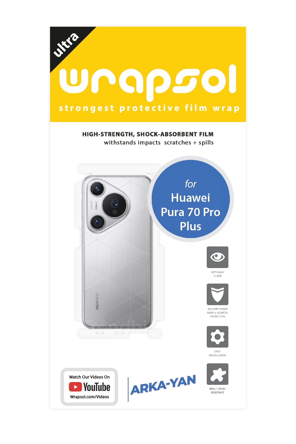 Huawei Pura 70 Pro Plus - Arka/Yan Koruyucu Parlak Şeffaf Poliüretan Film (150 micron)