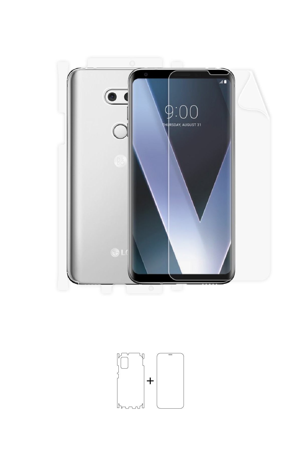 LG V30 - Fullbody Koruyucu Parlak Şeffaf Poliüretan Film (150 micron)