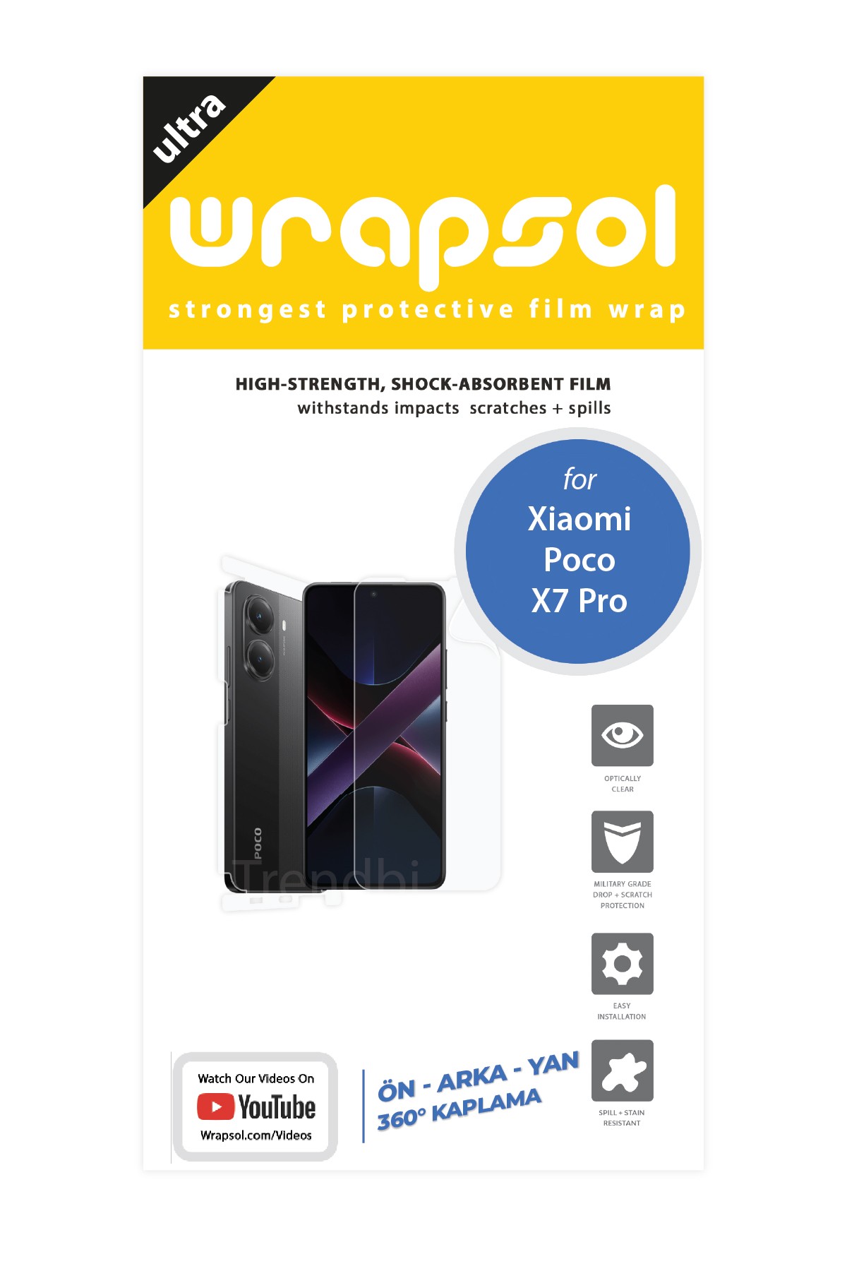 Xiaomi Poco X7 Pro - Fullbody Koruyucu Parlak Şeffaf Poliüretan Film (150 micron)