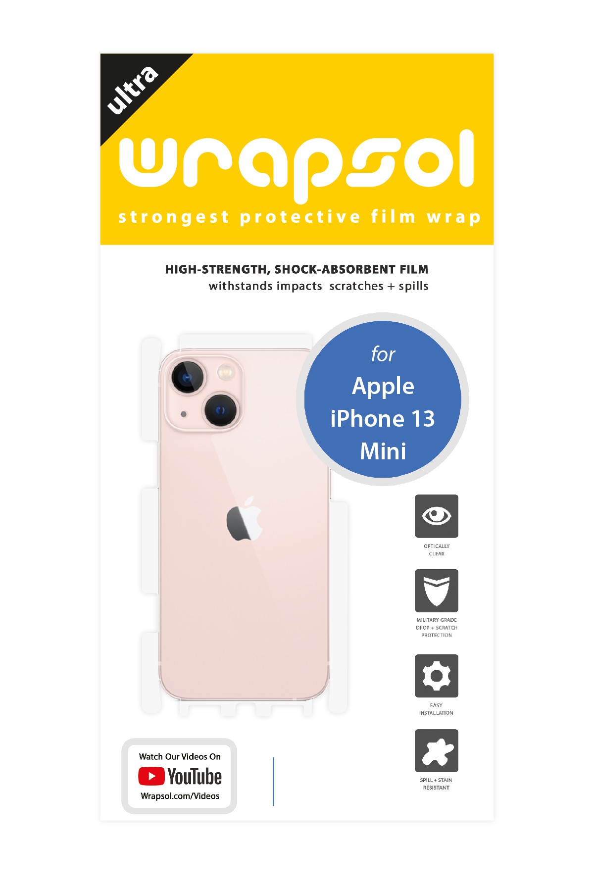 iPhone 13 Mini - Arka/Yan Koruyucu Parlak Şeffaf Poliüretan Film (150 micron)