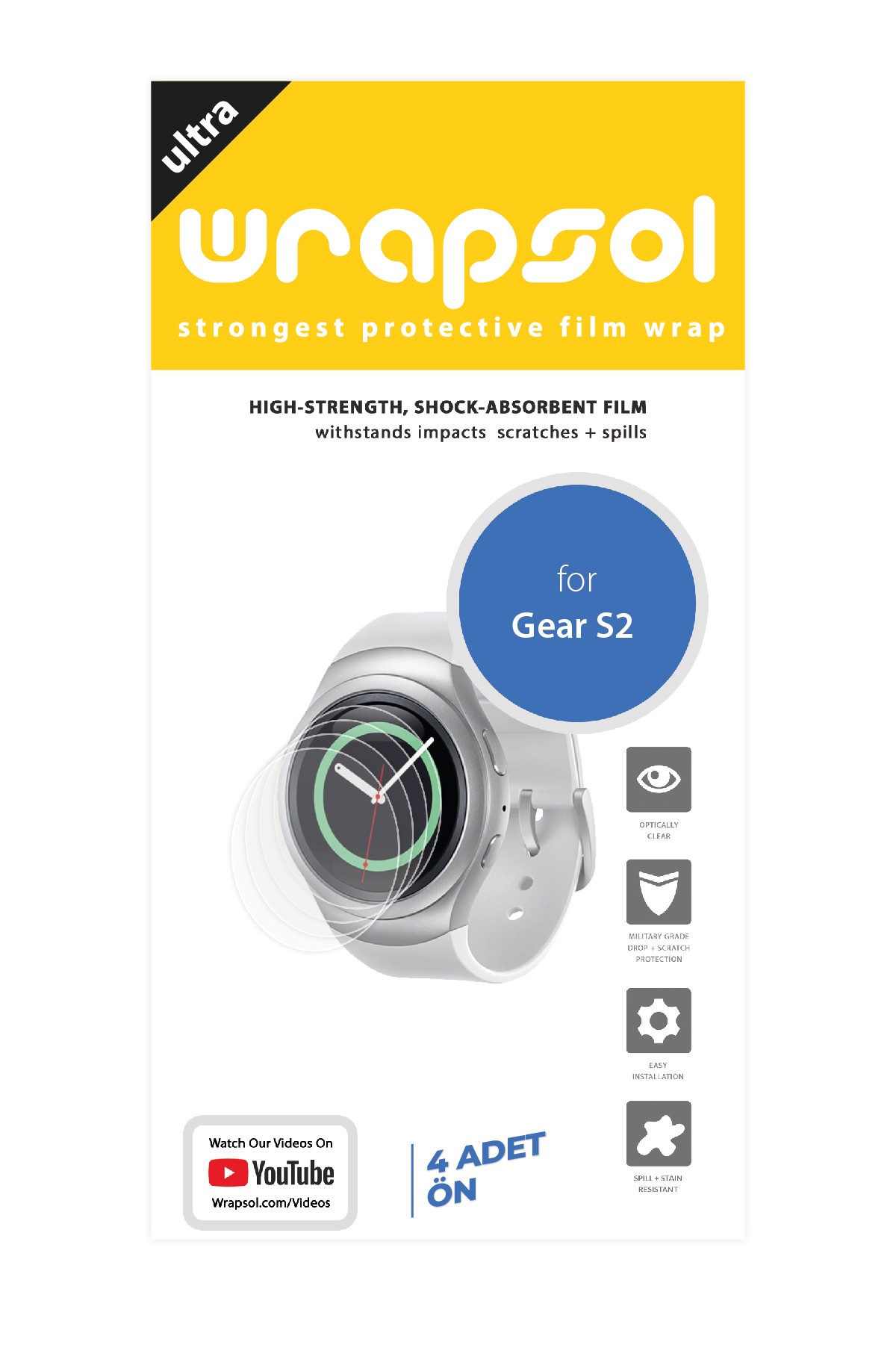 Samsung Gear S2 - Ekran Koruyucu Parlak Şeffaf Poliüretan Film (150 mikron)