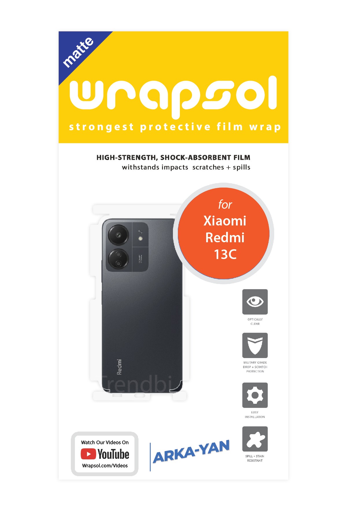 Xiaomi Redmi 13C - Arka/Yan Koruyucu Mat Şeffaf Poliüretan Film (150 micron)