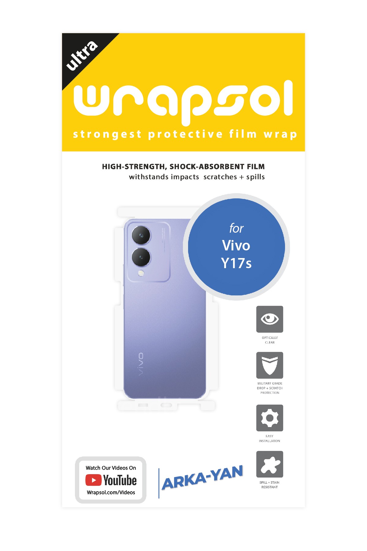 Vivo Y17s - Arka/Yan Koruyucu Parlak Şeffaf Poliüretan Film (150 micron)