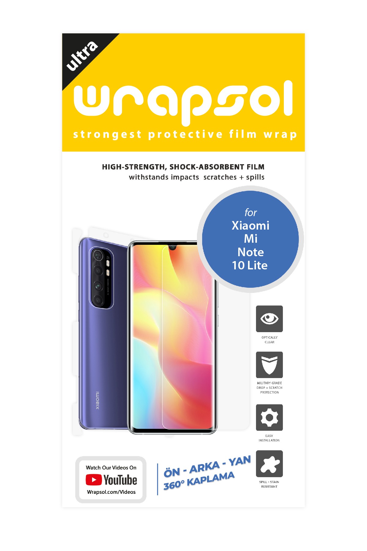 Xiaomi Mi Note 10 Lite - Fullbody Koruyucu Parlak Şeffaf Poliüretan Film (150 micron)