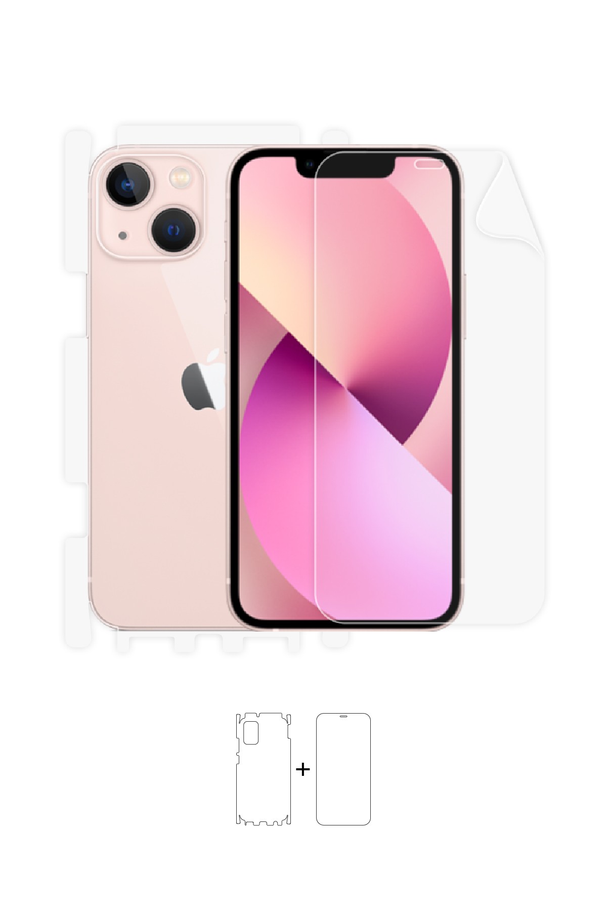 iPhone 13 Mini - Fullbody Koruyucu Parlak Şeffaf Poliüretan Film (150 micron)