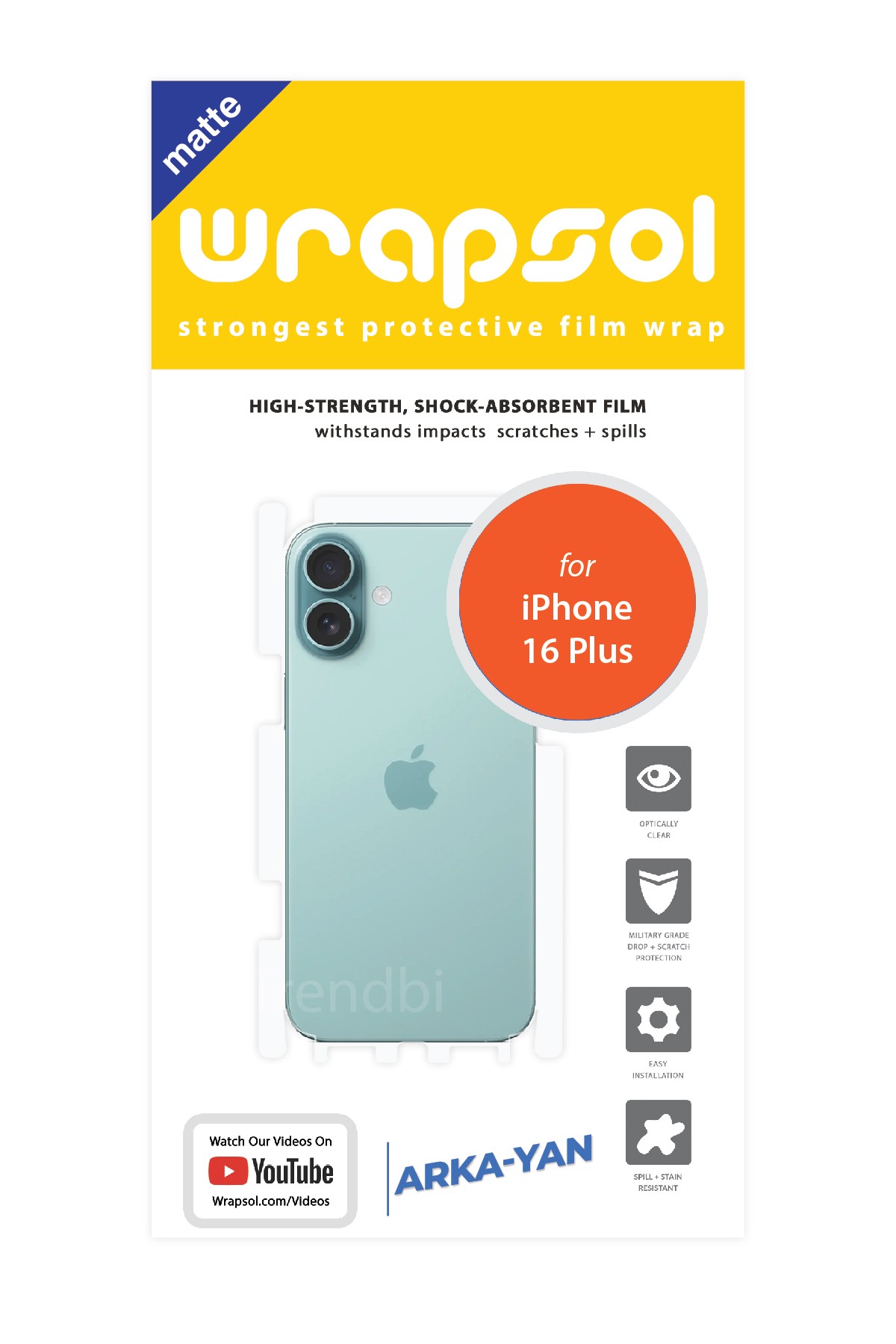 iPhone 16 Plus - Arka/Yan Koruyucu Mat Şeffaf Poliüretan Film (150 micron)