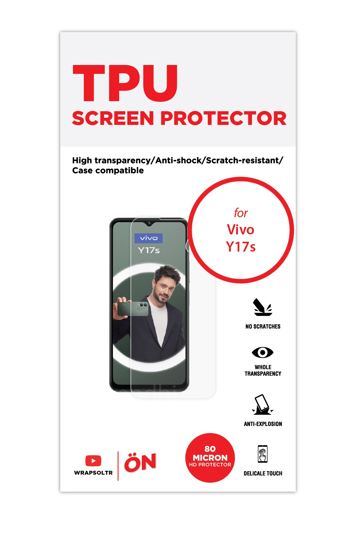 Vivo Y17s - Ekran Koruyucu Parlak Şeffaf TPU Film (80 micron)