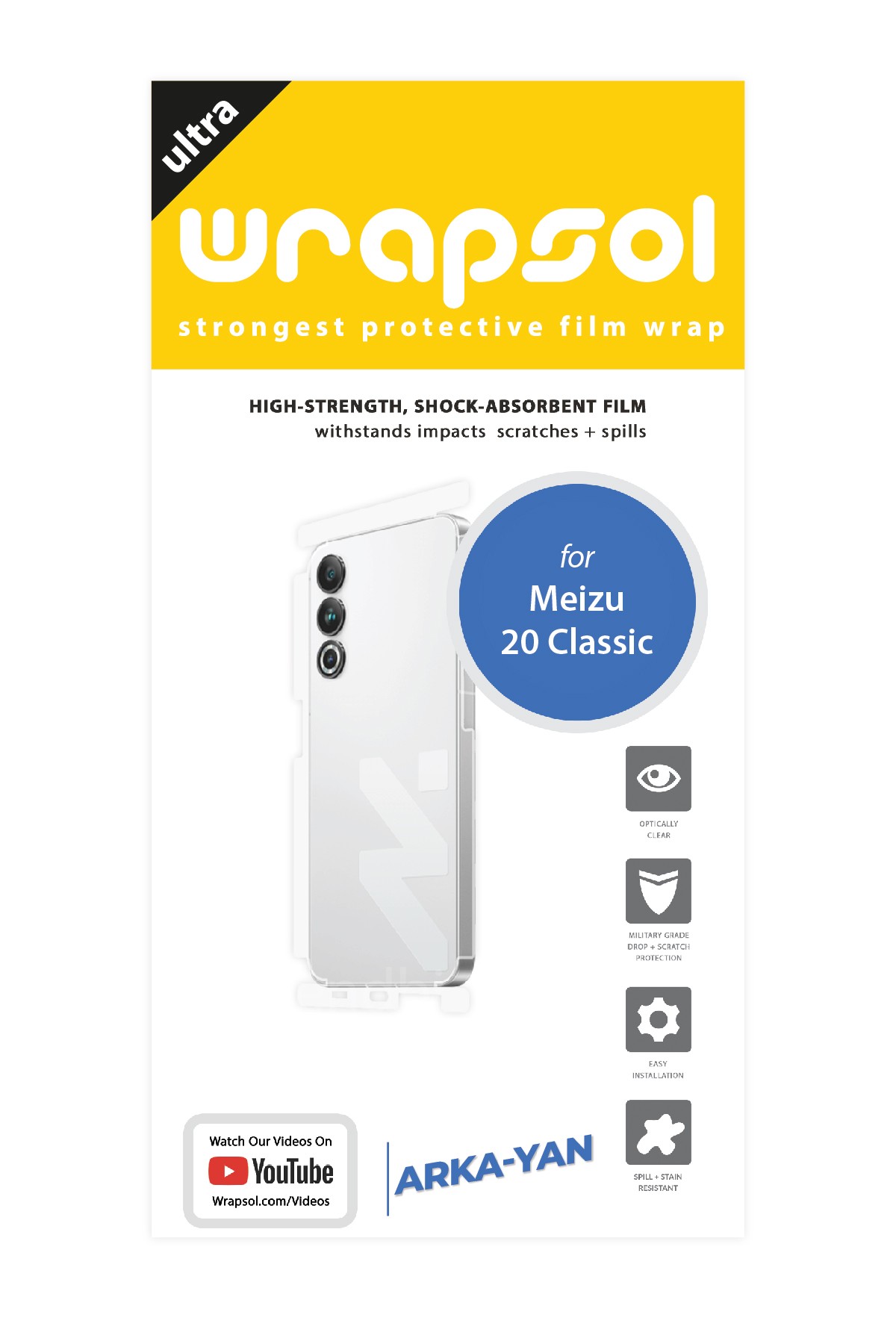 Meizu 20 Classic - Arka/Yan Koruyucu Parlak Şeffaf Poliüretan Film (150 micron)