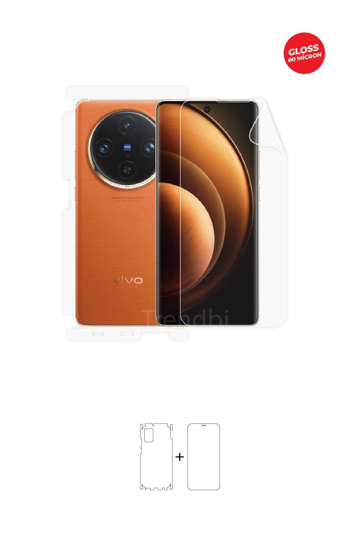 Vivo X100 Pro - Fullbody Koruyucu Parlak Şeffaf TPU Film (80 micron)