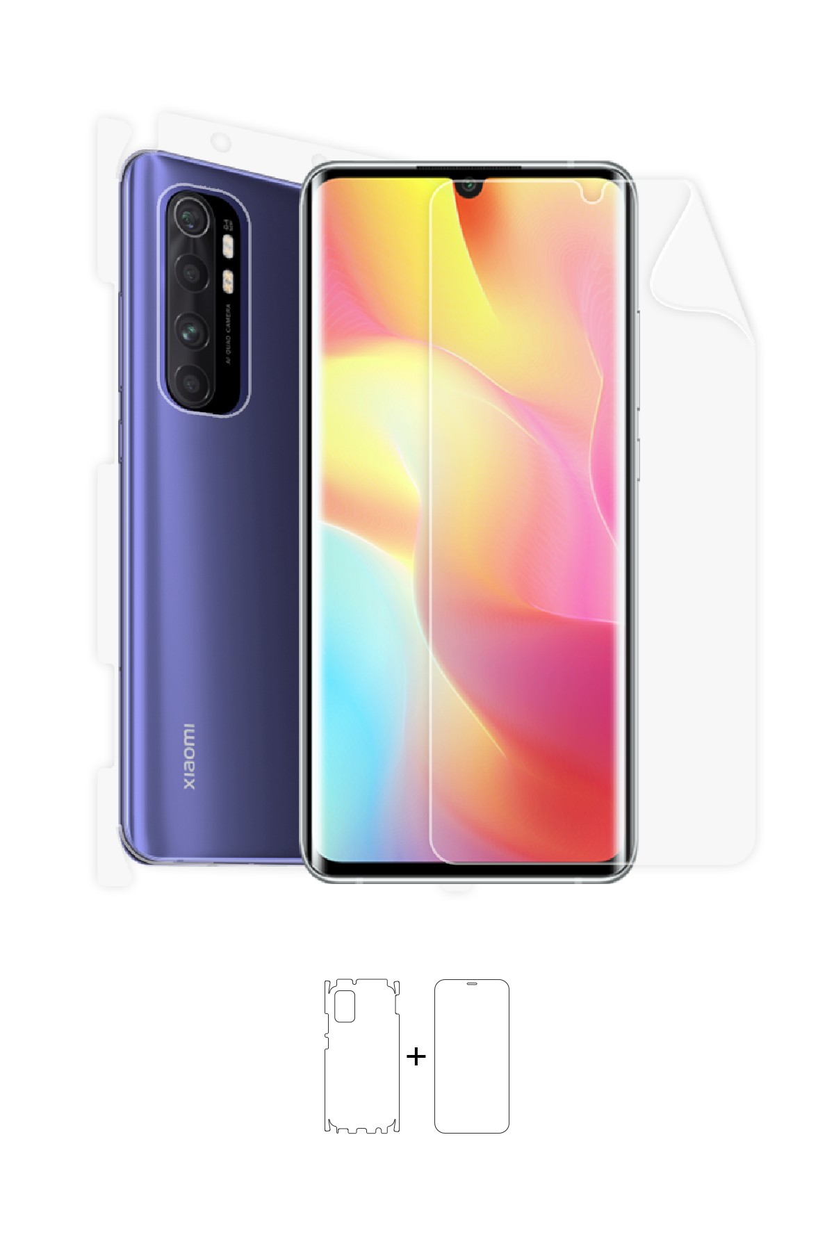 Xiaomi Mi Note 10 Lite - Fullbody Koruyucu Parlak Şeffaf Poliüretan Film (150 micron)