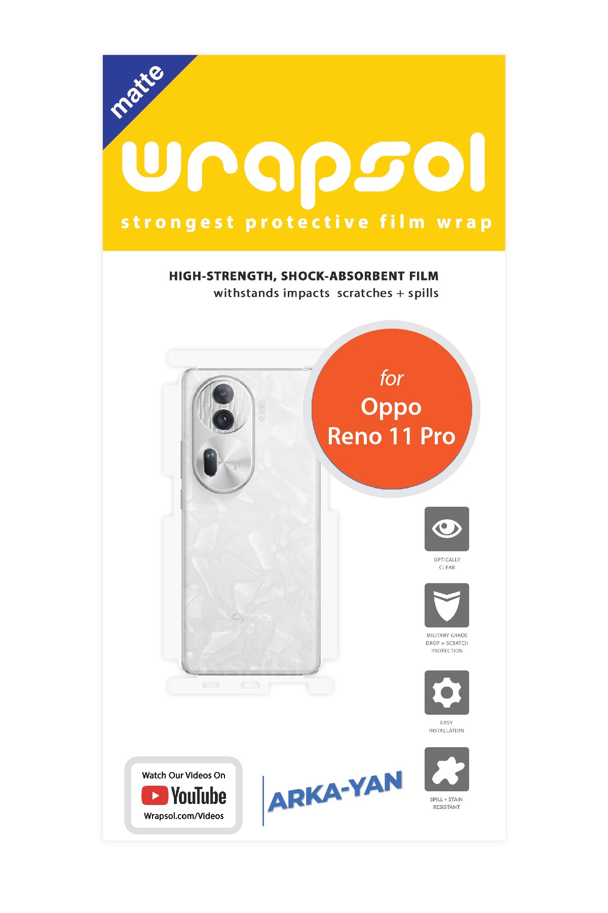 Oppo Reno 11 Pro - Arka/Yan Koruyucu Mat Şeffaf Poliüretan Film (150 micron)