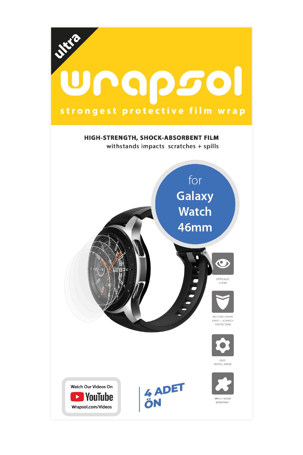 Samsung Galaxy Watch 46 mm - Ekran Koruyucu Parlak Şeffaf Poliüretan Film (150 mikron)