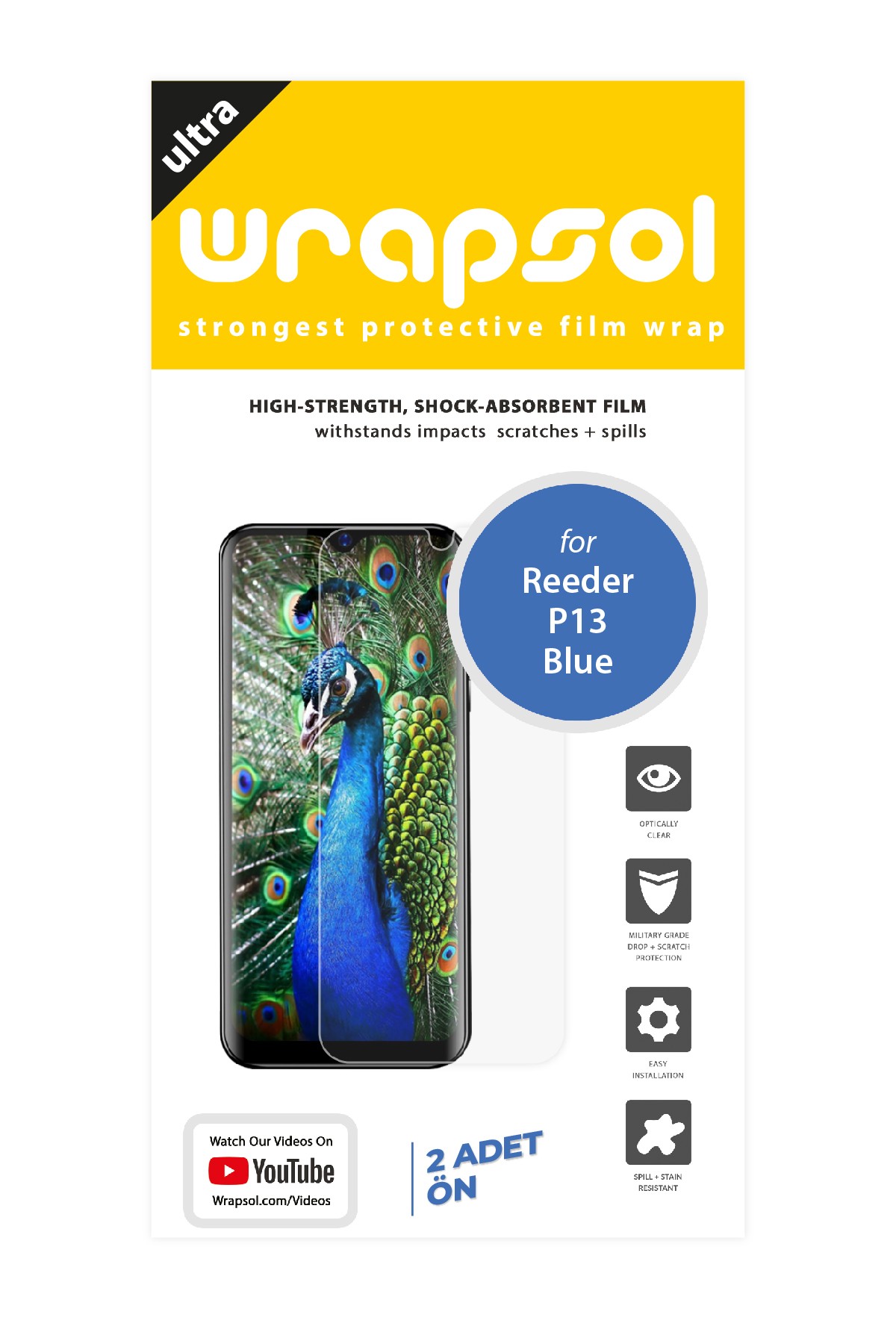 Reeder P13 Blue - Ekran Koruyucu Parlak Şeffaf Poliüretan Film (150 mikron)