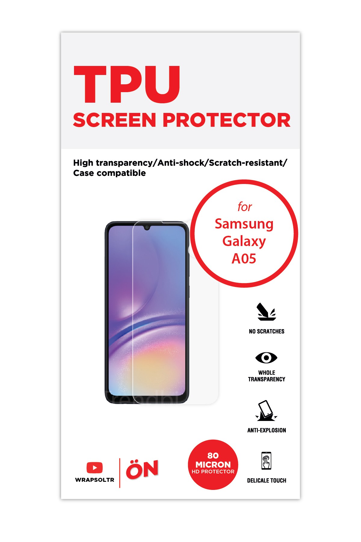 Samsung Galaxy A05 - Ekran Koruyucu Parlak Şeffaf TPU Film (80 micron)