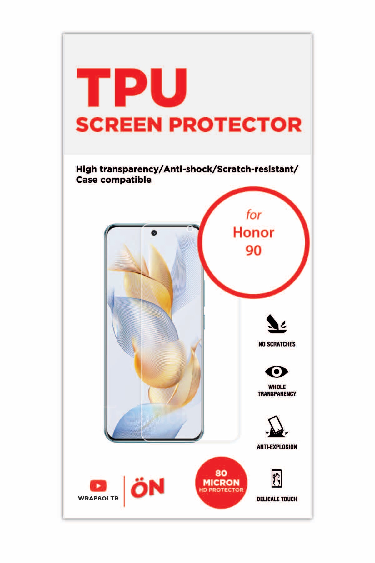 Honor 90 - Ekran Koruyucu Parlak Şeffaf TPU Film (80 micron)