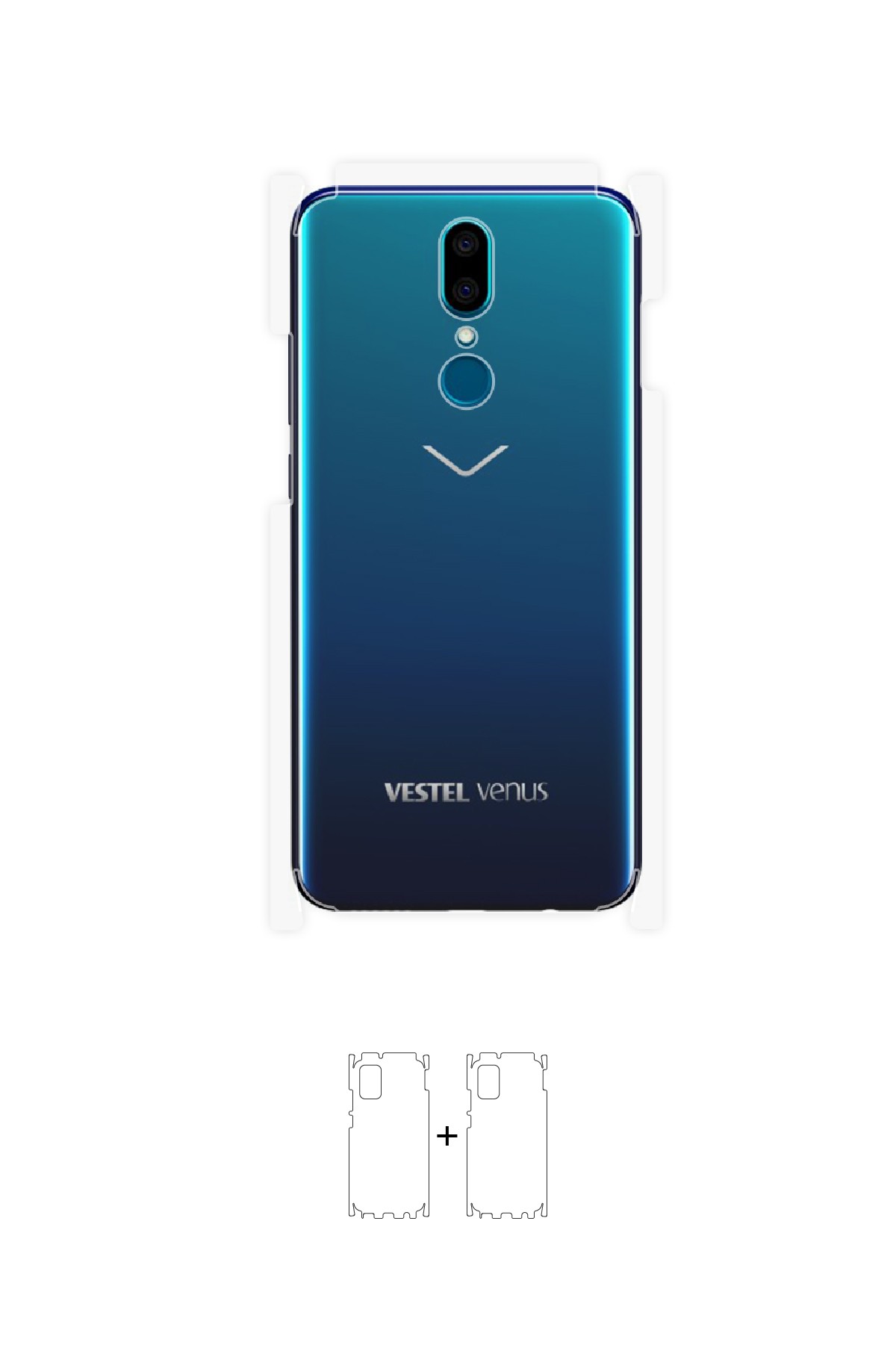 Vestel Venus V7 - Arka/Yan Koruyucu Parlak Şeffaf Poliüretan Film (150 micron)
