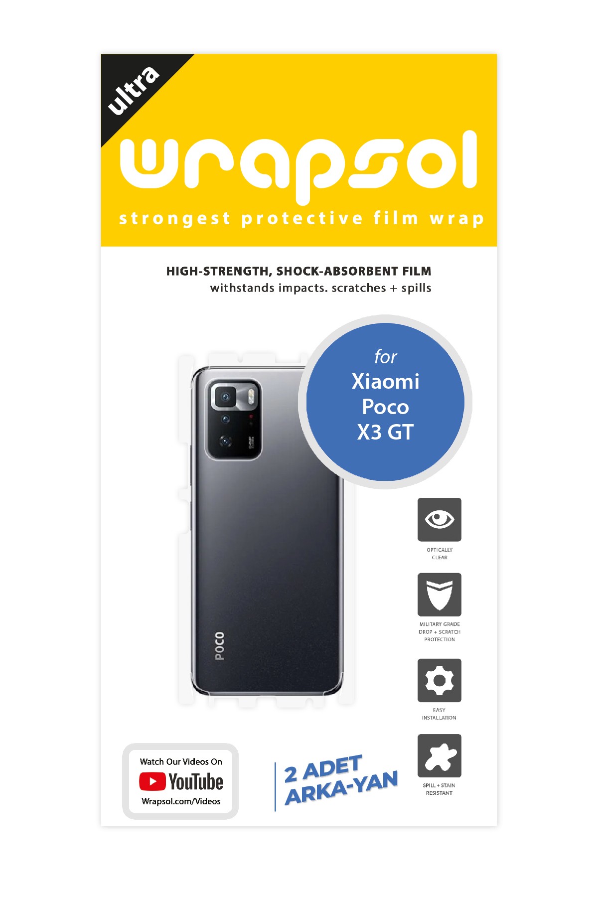 Xiaomi Poco X3 GT - Arka/Yan Koruyucu Parlak Şeffaf Poliüretan Film (150 micron)