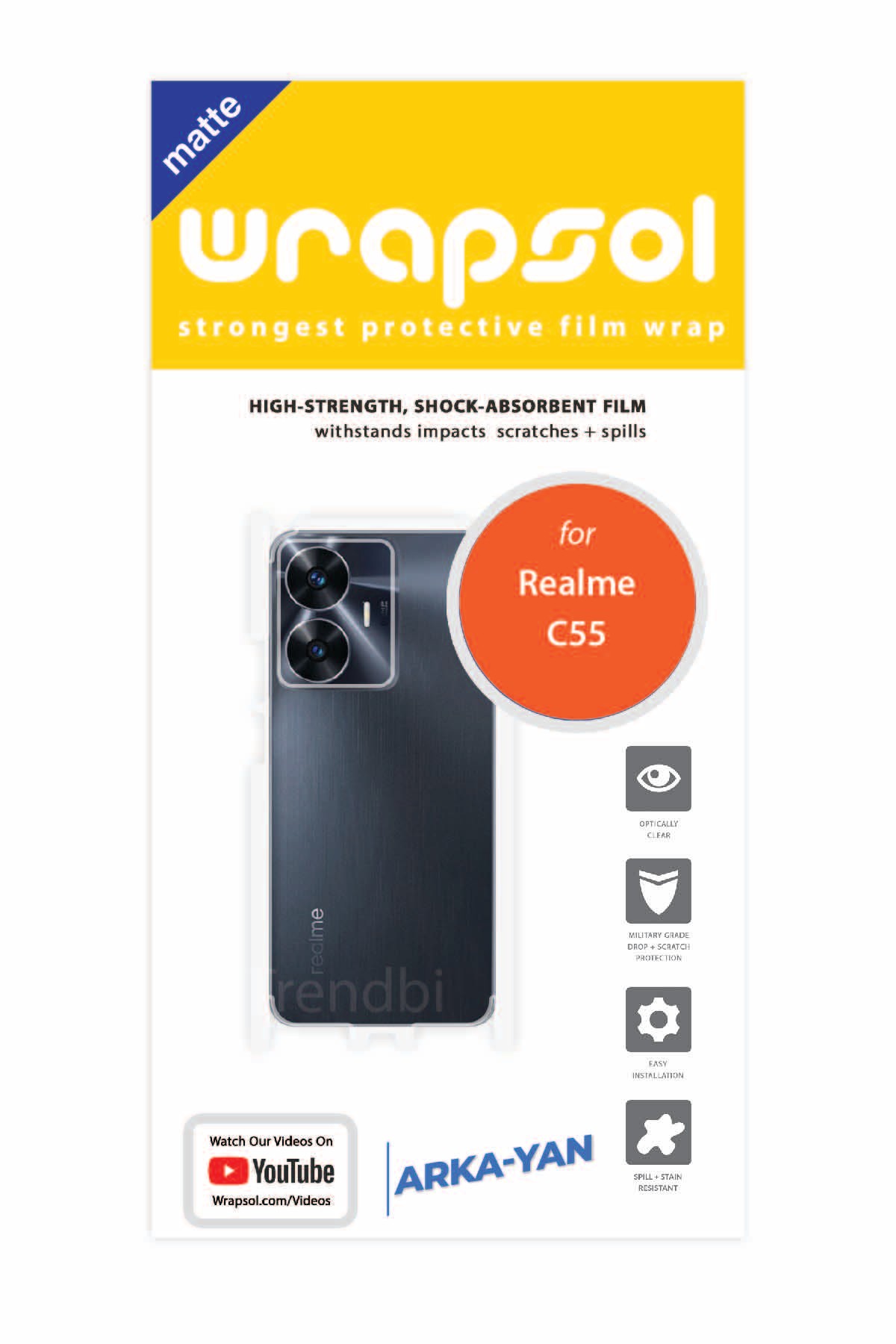 Realme C55 - Arka/Yan Koruyucu Mat Şeffaf Poliüretan Film (150 micron)