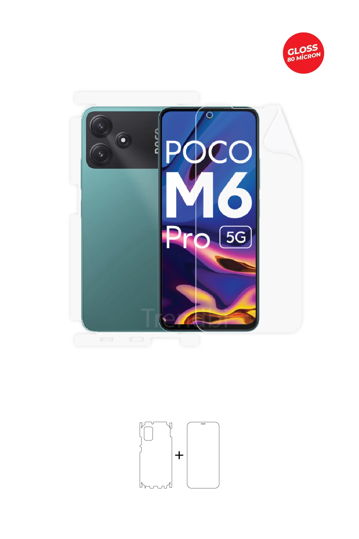 Xiaomi Poco M6 Pro - Fullbody Koruyucu Parlak Şeffaf TPU Film (80 micron)