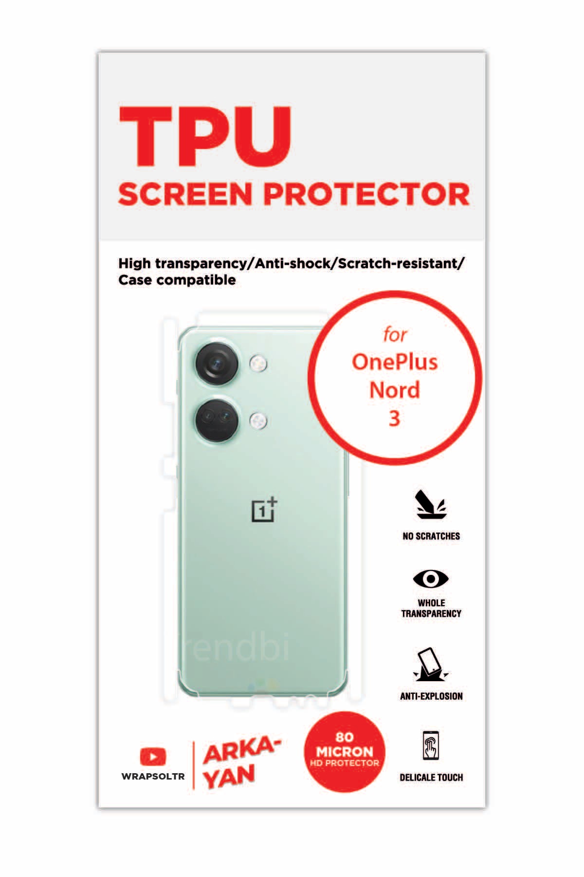 Oneplus Nord 3 - Arka/Yan Koruyucu Parlak Şeffaf TPU Film (80 micron)