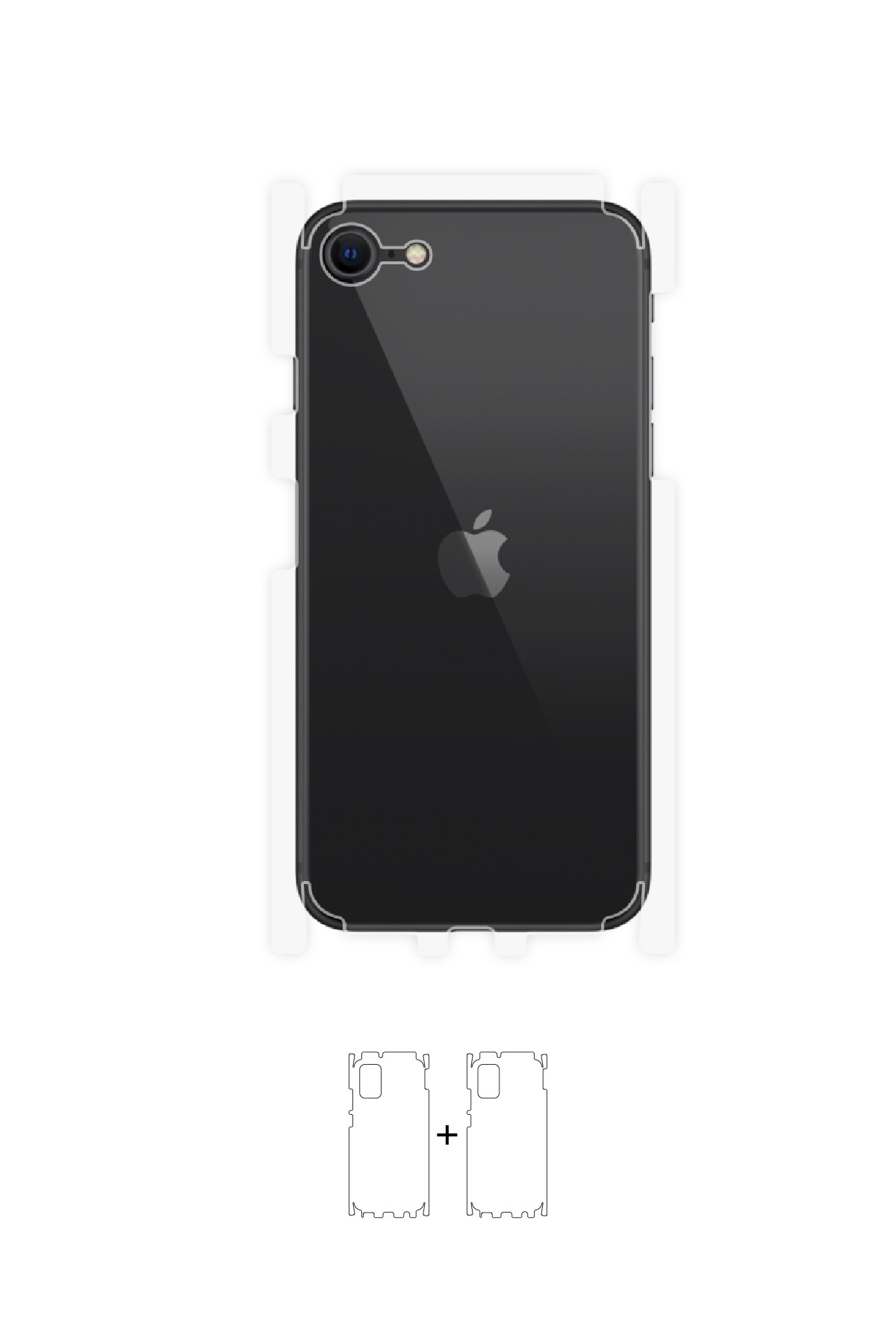 iPhone SE 2020 - Arka/Yan Koruyucu Parlak Şeffaf Poliüretan Film (150 micron)