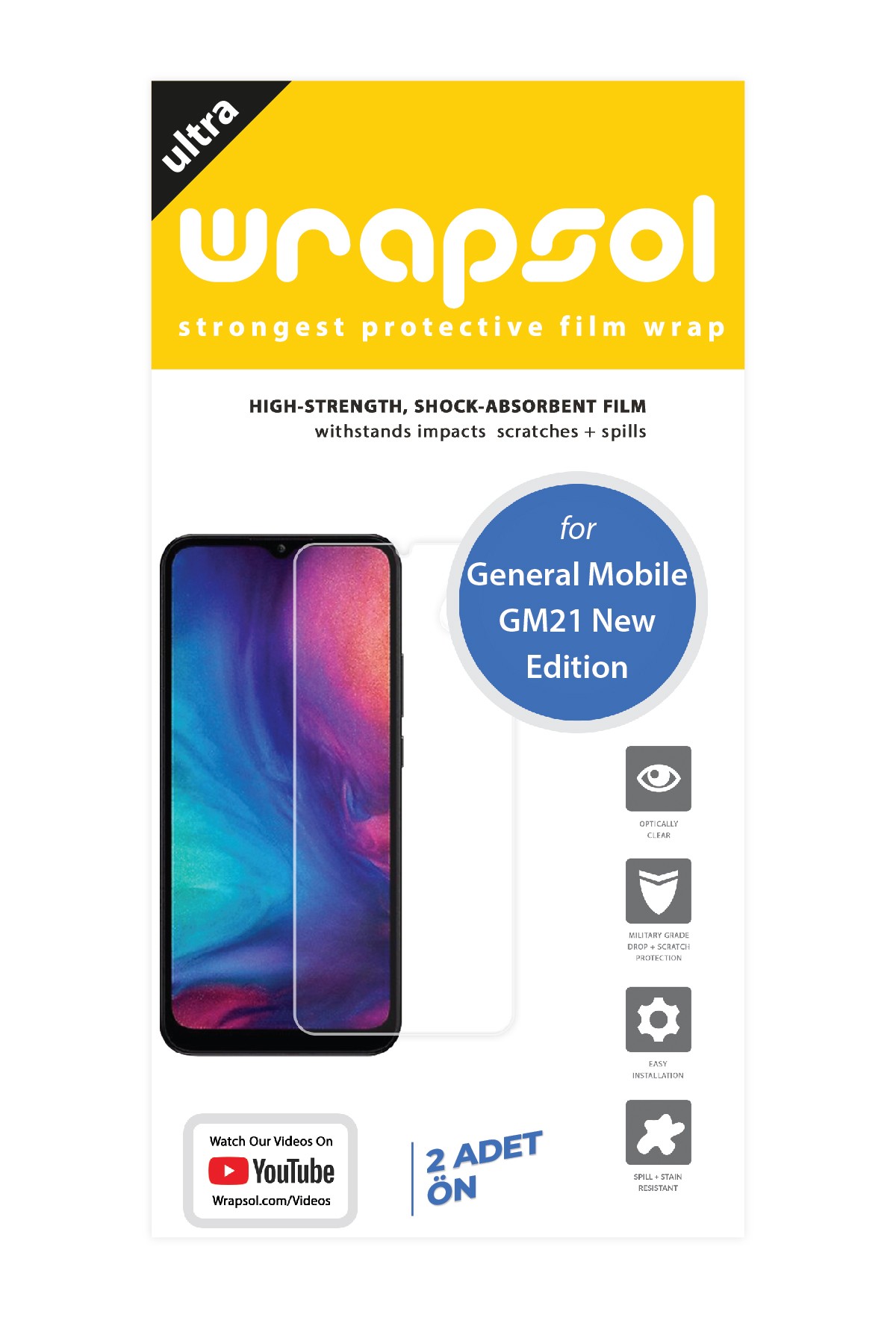 General Mobile GM 21 New Edition - Ekran Koruyucu Parlak Şeffaf Poliüretan Film (150 mikron)