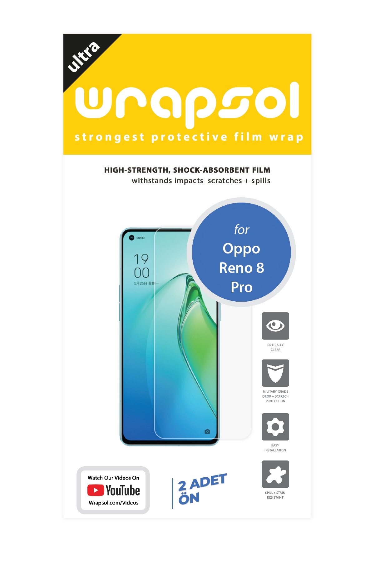 Oppo Reno 8 Pro - Ekran Koruyucu Parlak Şeffaf Poliüretan Film (150 mikron)
