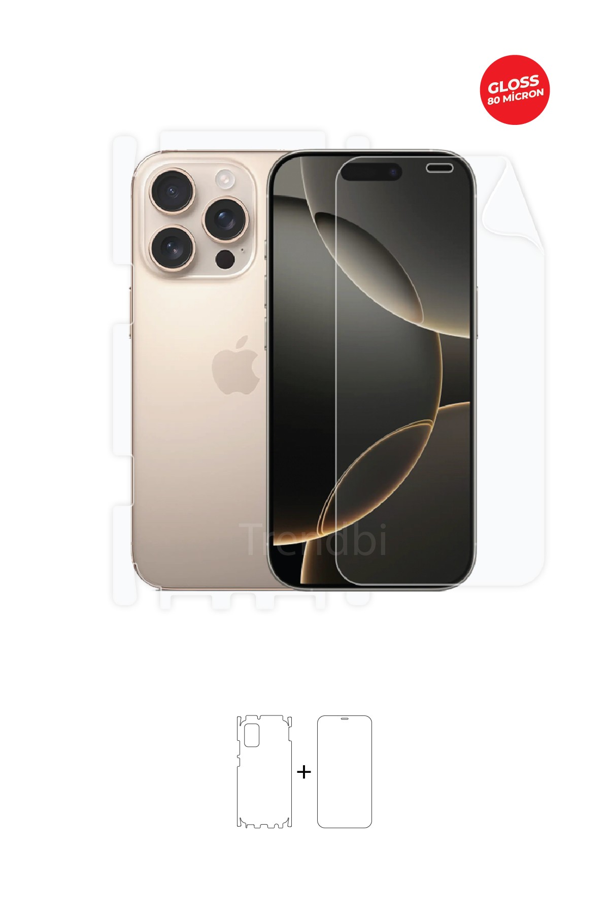 iPhone 16 Pro - Fullbody Koruyucu Parlak Şeffaf TPU Film (80 micron)