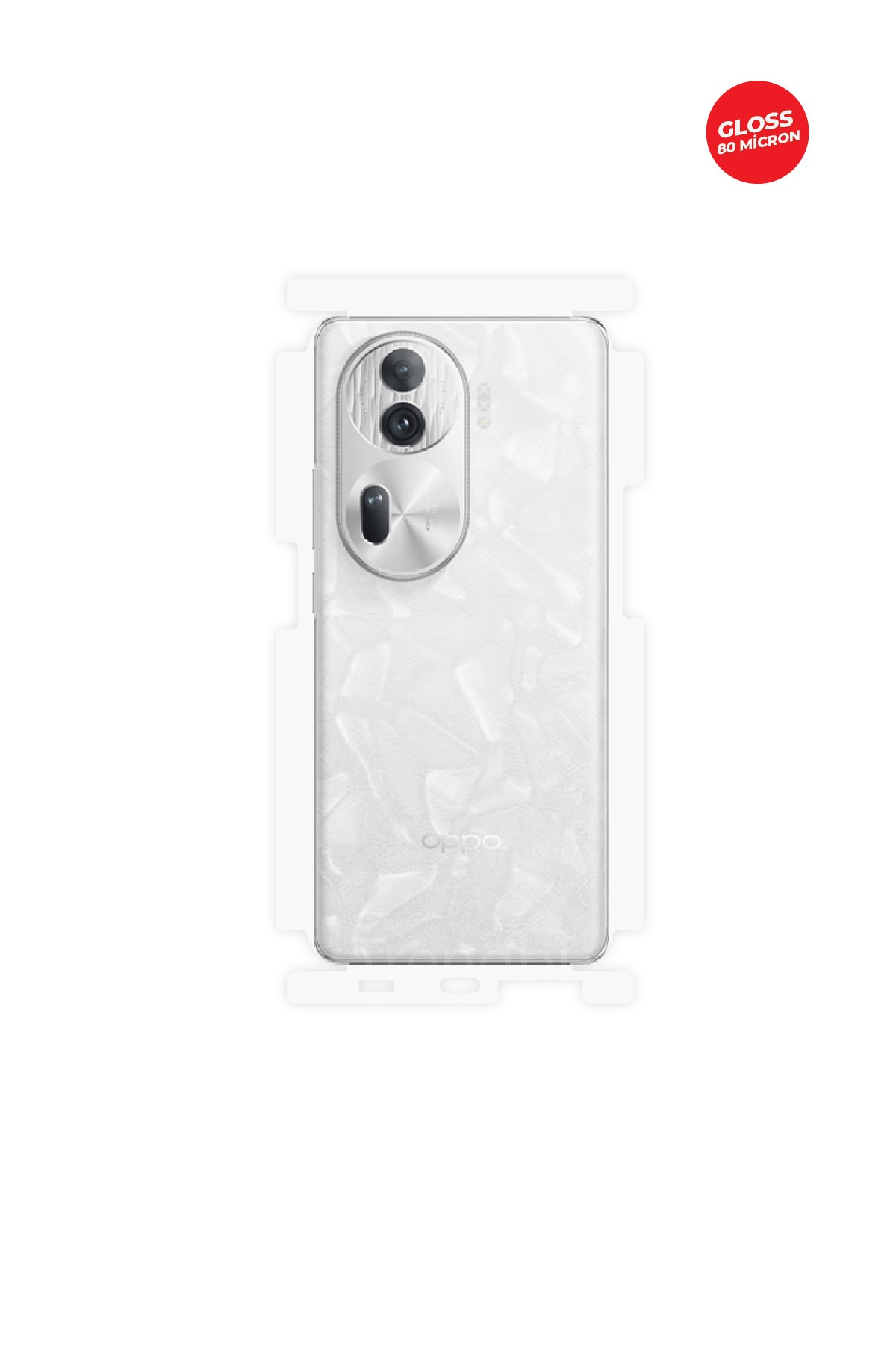 Oppo Reno 11 Pro - Arka/Yan Koruyucu Parlak Şeffaf TPU Film (80 micron)