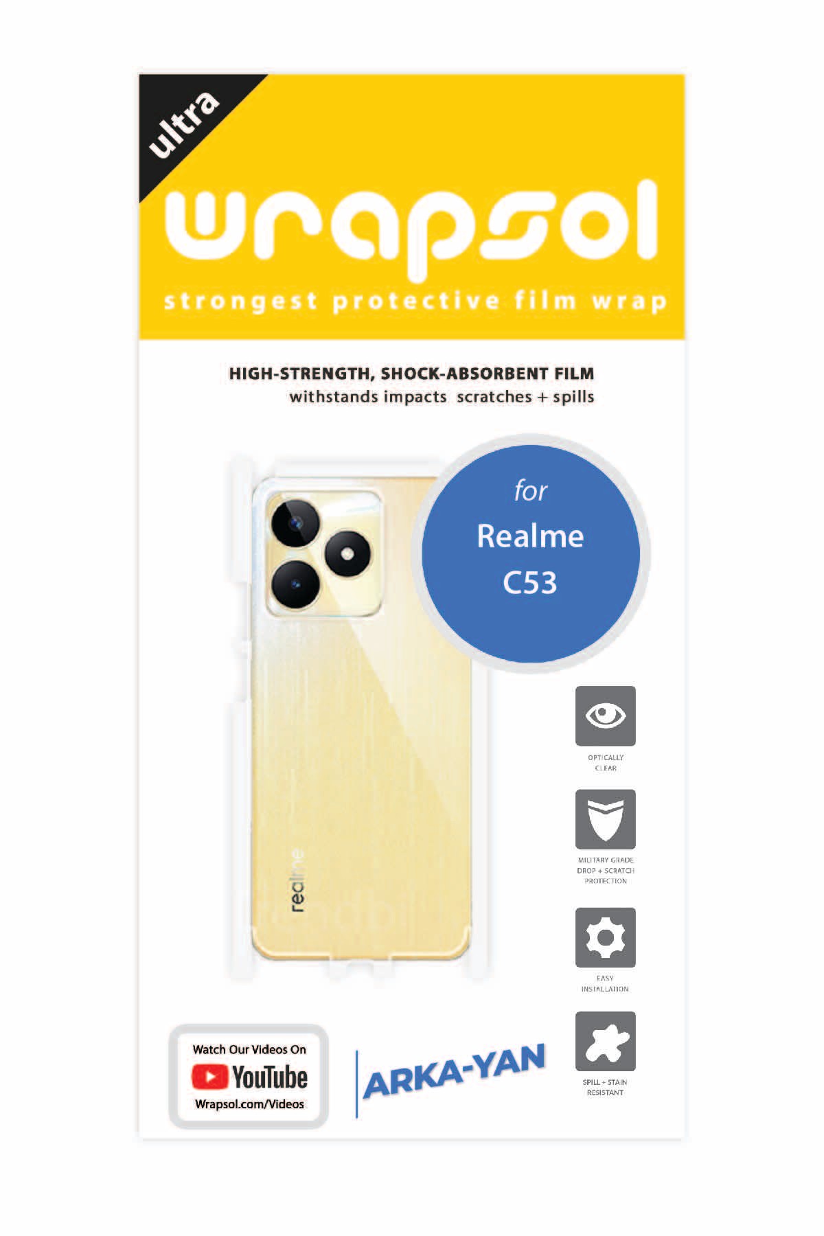 Realme C53 - Arka/Yan Koruyucu Parlak Şeffaf Poliüretan Film (150 micron)