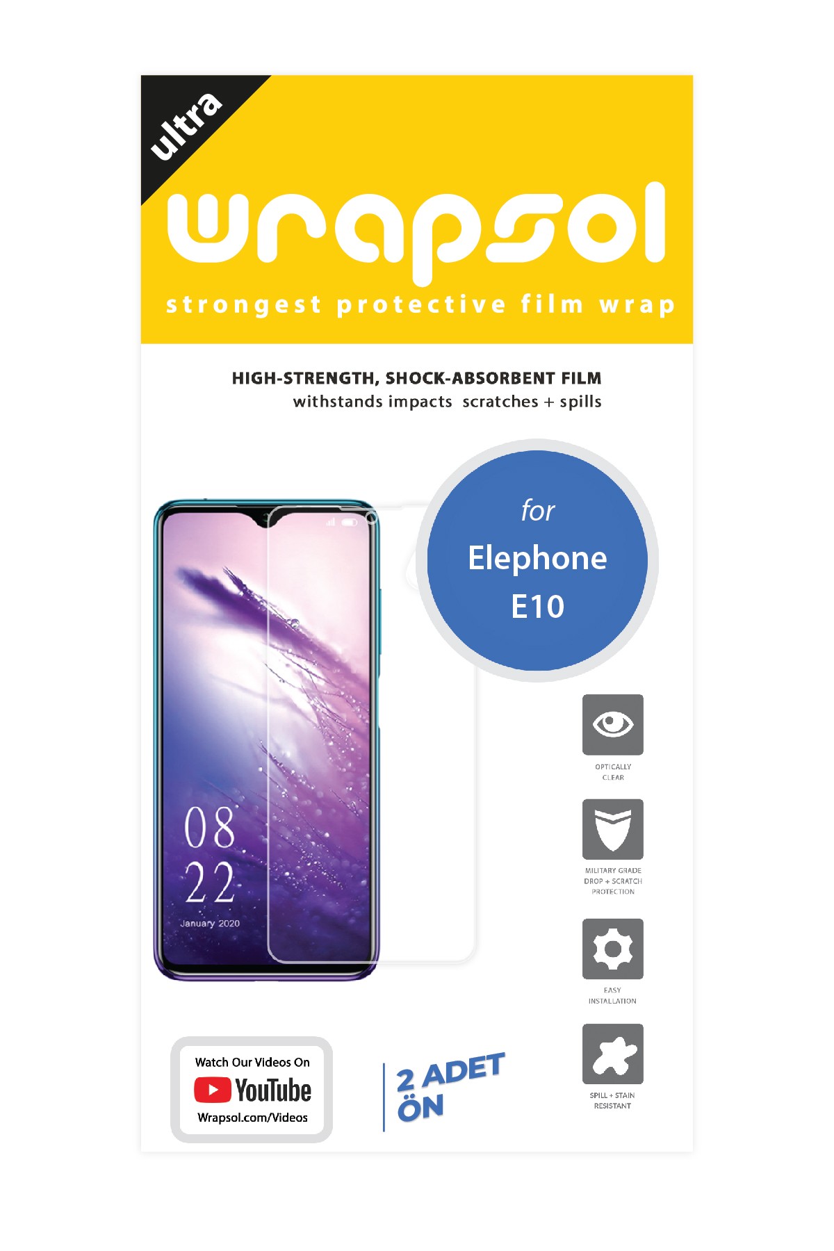 Elephone E10 - Ekran Koruyucu Parlak Şeffaf Poliüretan Film (150 mikron)