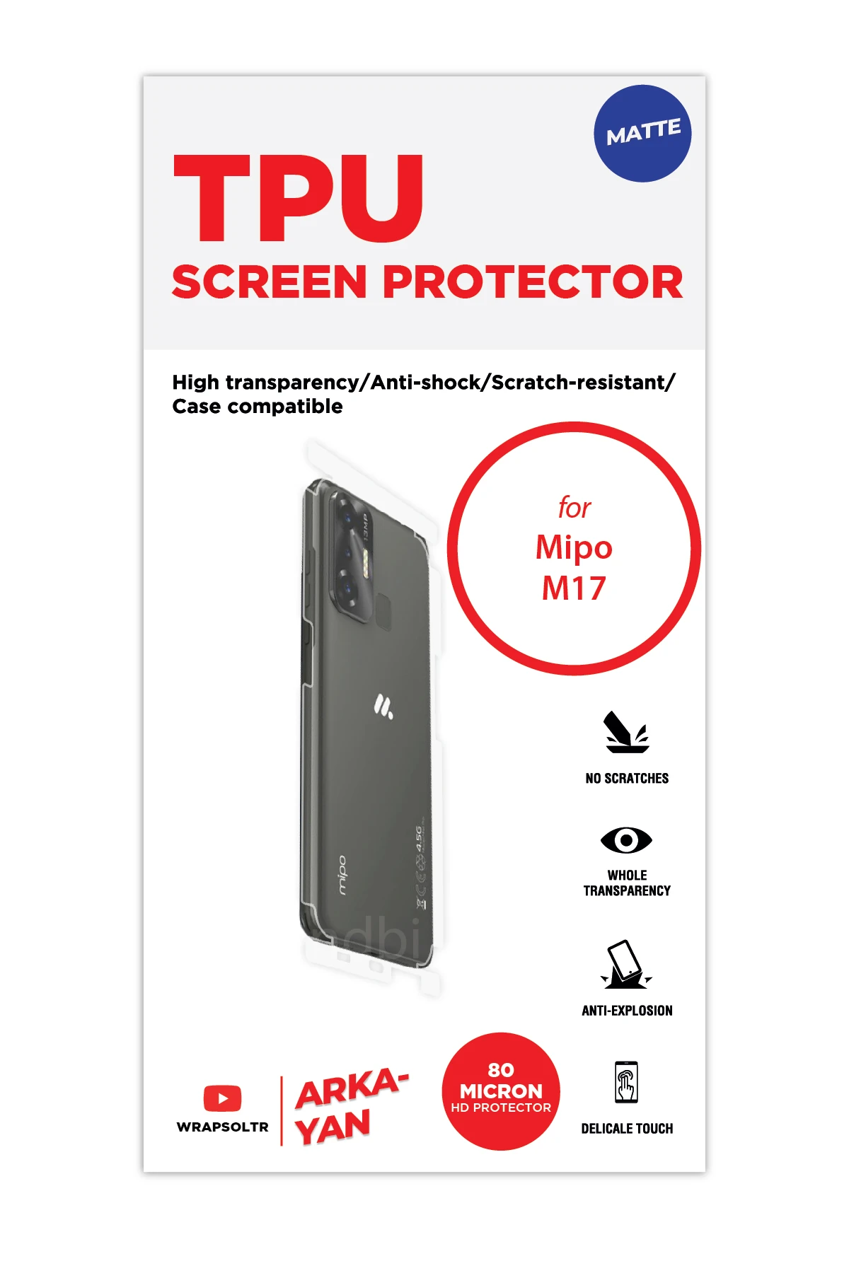 Mipo M17 - Arka/Yan Koruyucu Mat TPU Film (80 micron)