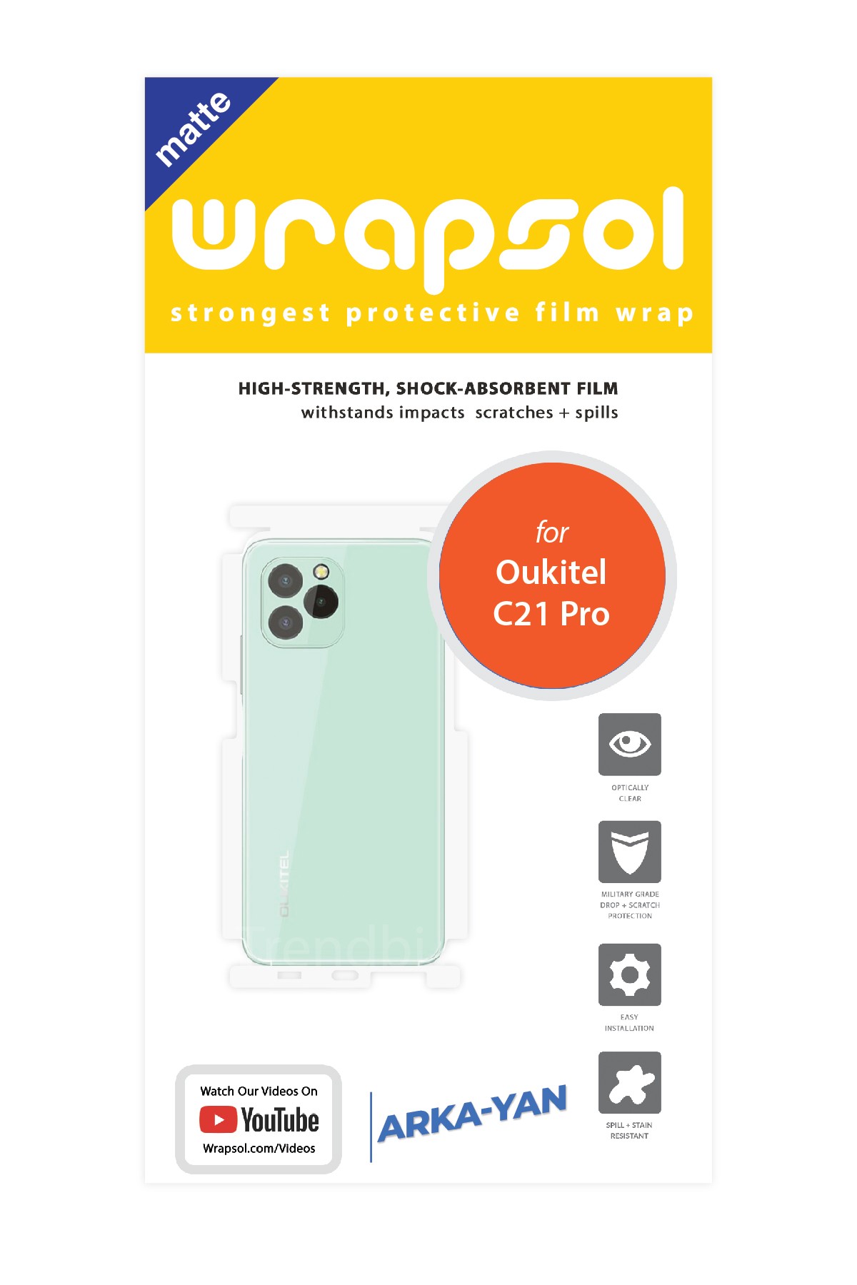 Oukitel C21 Pro - Arka/Yan Koruyucu Mat Şeffaf Poliüretan Film (150 micron)