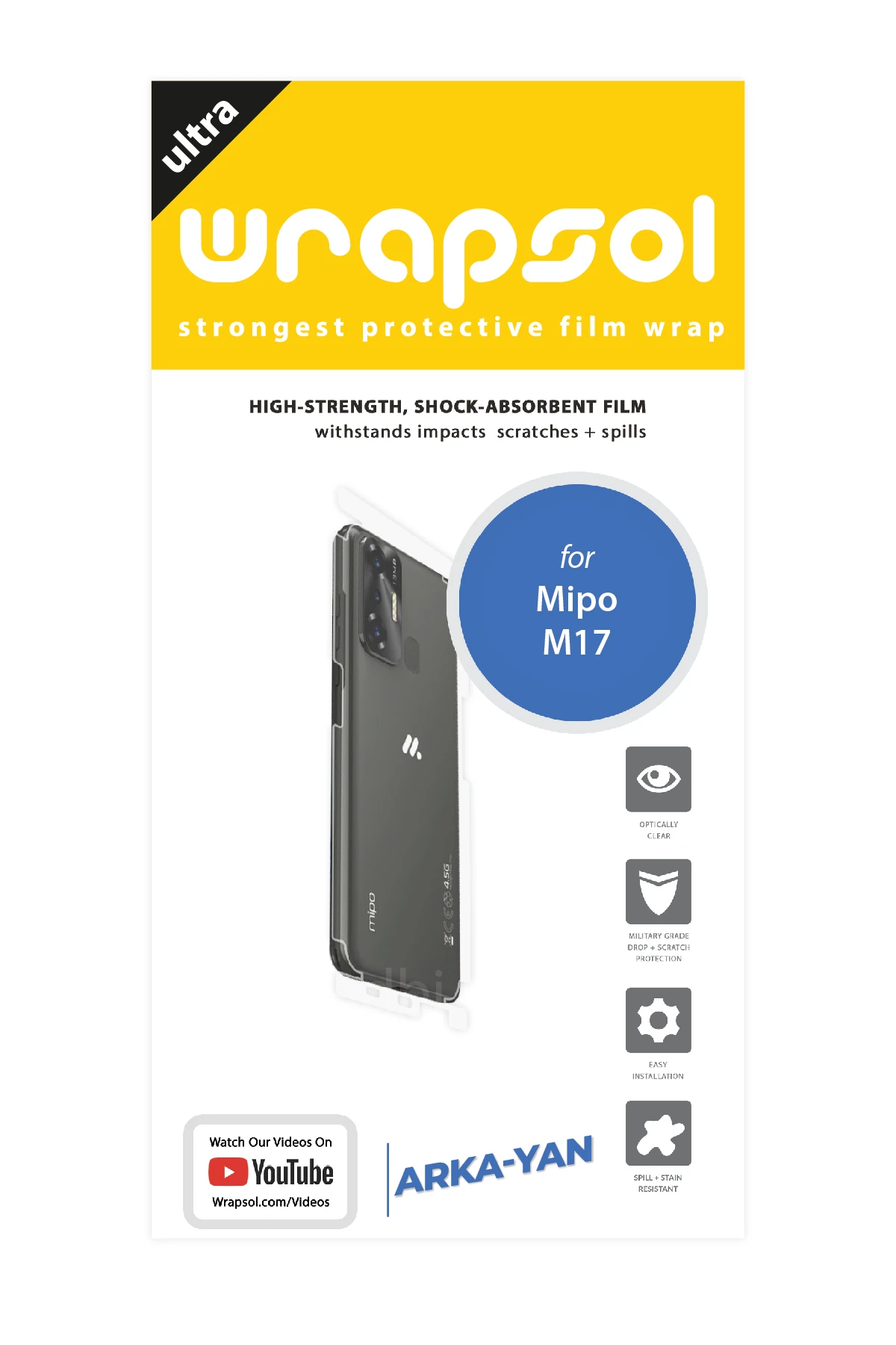 Mipo M17 - Arka/Yan Koruyucu Parlak Şeffaf Poliüretan Film (150 micron)