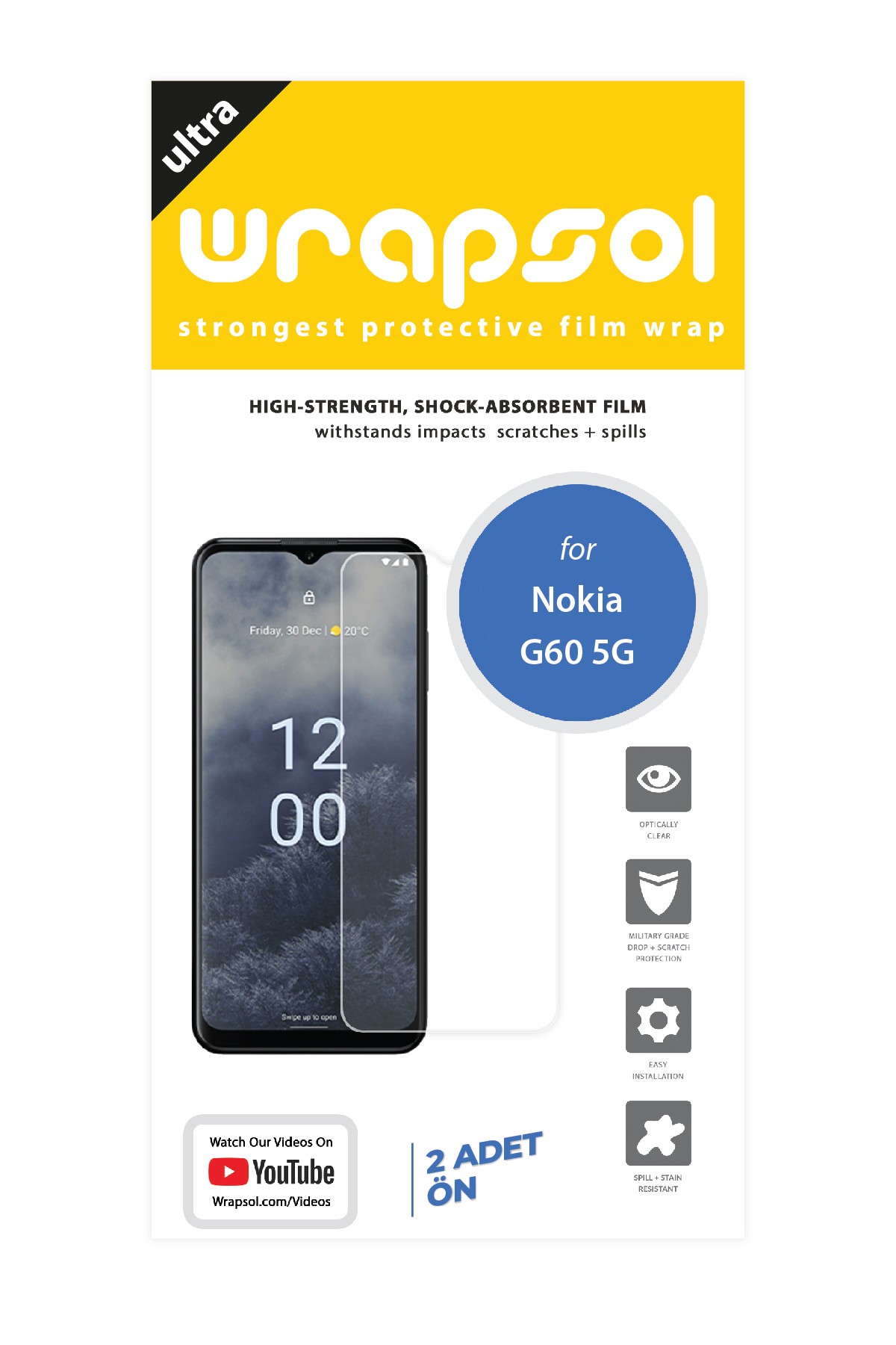 Nokia G60 5G - Ekran Koruyucu Parlak Şeffaf Poliüretan Film (150 mikron)