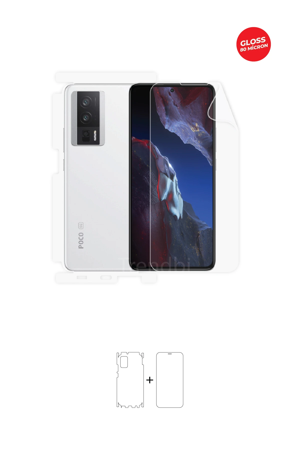 Xiaomi Poco F5 Pro - Fullbody Koruyucu Parlak Şeffaf TPU Film (80 micron)