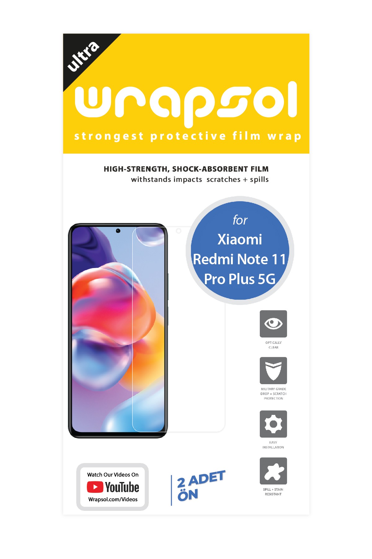 Xiaomi Redmi Note 11 Pro Plus 5G - Ekran Koruyucu Parlak Şeffaf Poliüretan Film (150 mikron)