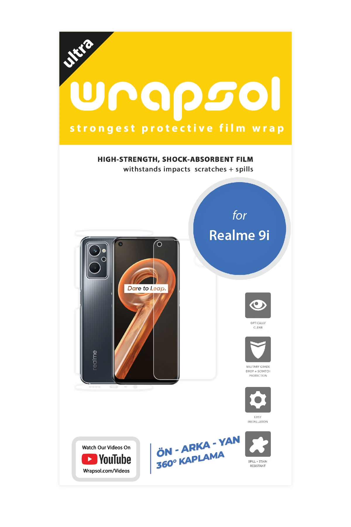 Realme 9i - Fullbody Koruyucu Parlak Şeffaf Poliüretan Film (150 micron)