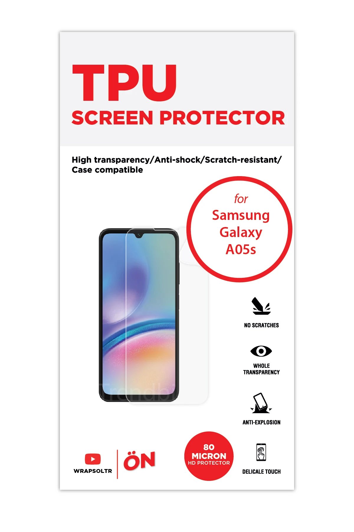 Samsung Galaxy A05S - Ekran Koruyucu Parlak Şeffaf TPU Film (80 micron)