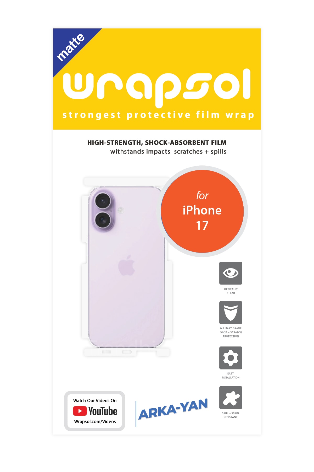 iPhone 17 - Arka/Yan Koruyucu Mat Şeffaf Poliüretan Film (150 micron)
