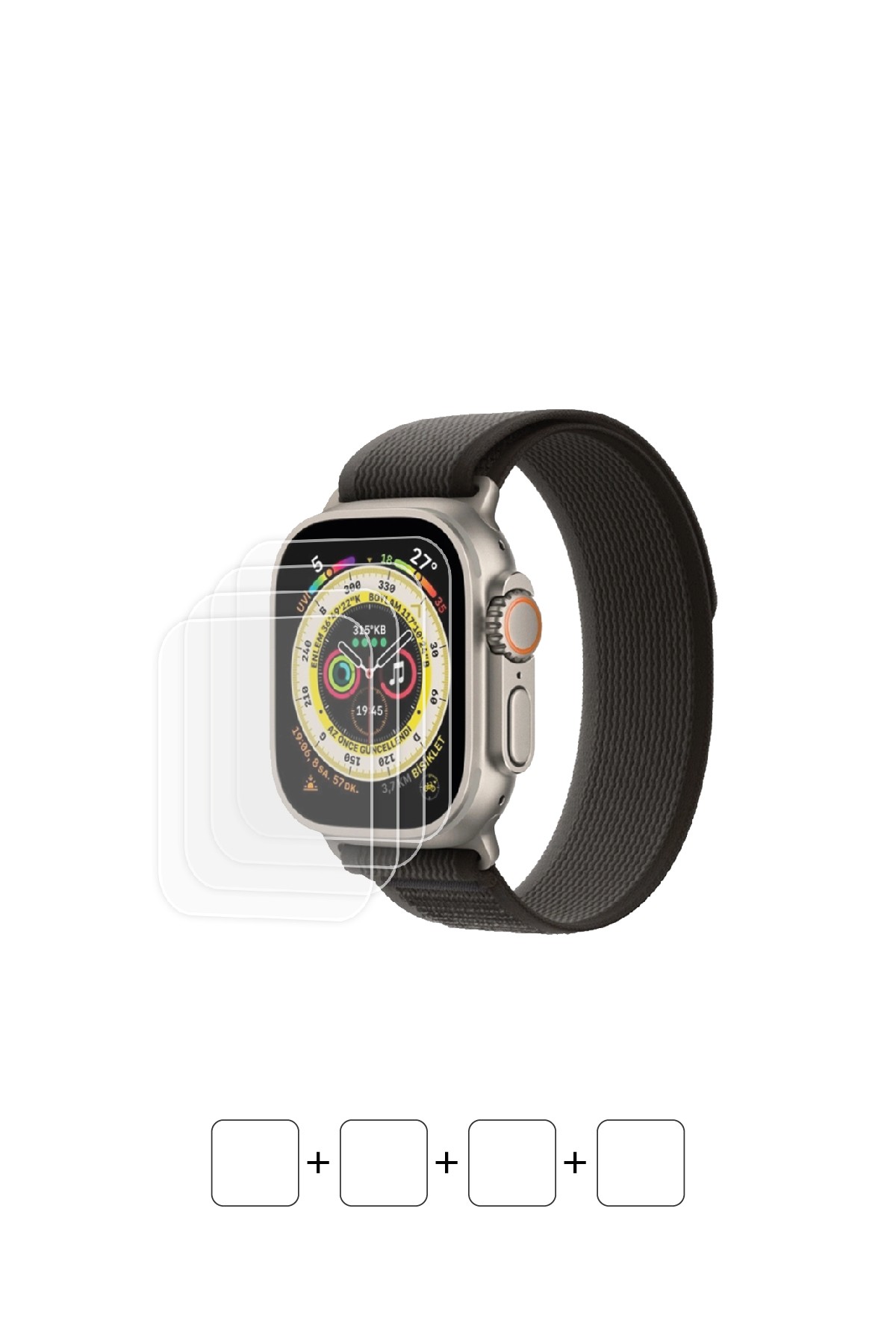 Apple Watch Ultra 49 mm - Ekran Koruyucu Parlak Şeffaf Poliüretan Film (150 mikron)