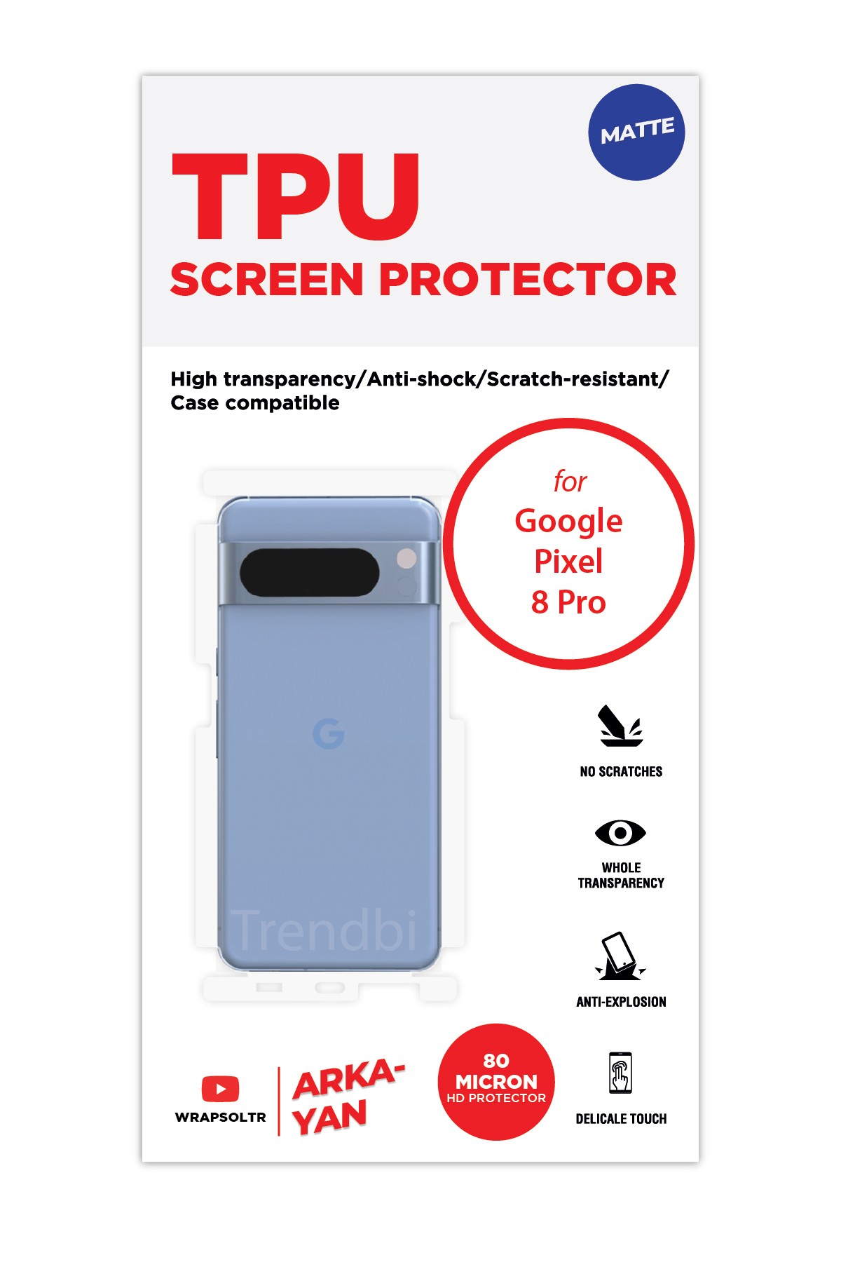 Google Pixel 8 Pro - Arka/Yan Koruyucu Mat TPU Film (80 micron)