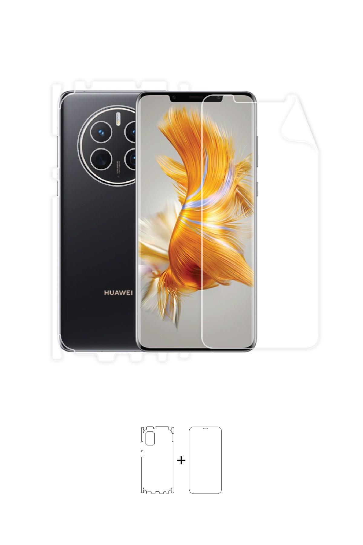 Huawei Mate 50 Pro - Fullbody Koruyucu Parlak Şeffaf Poliüretan Film (150 micron)