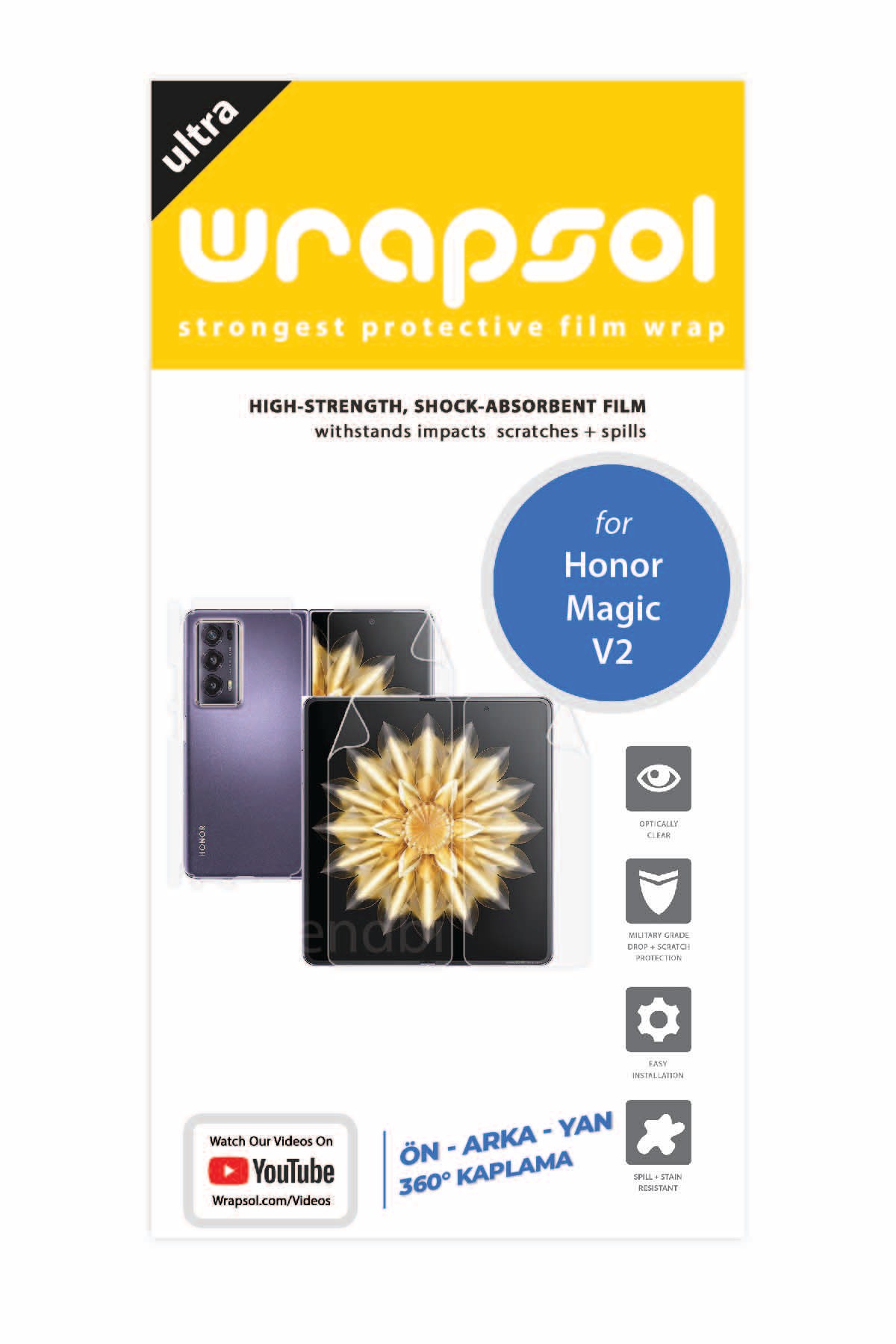 Honor Magic V2 - Fullbody Koruyucu Parlak Şeffaf Poliüretan Film (150 micron)