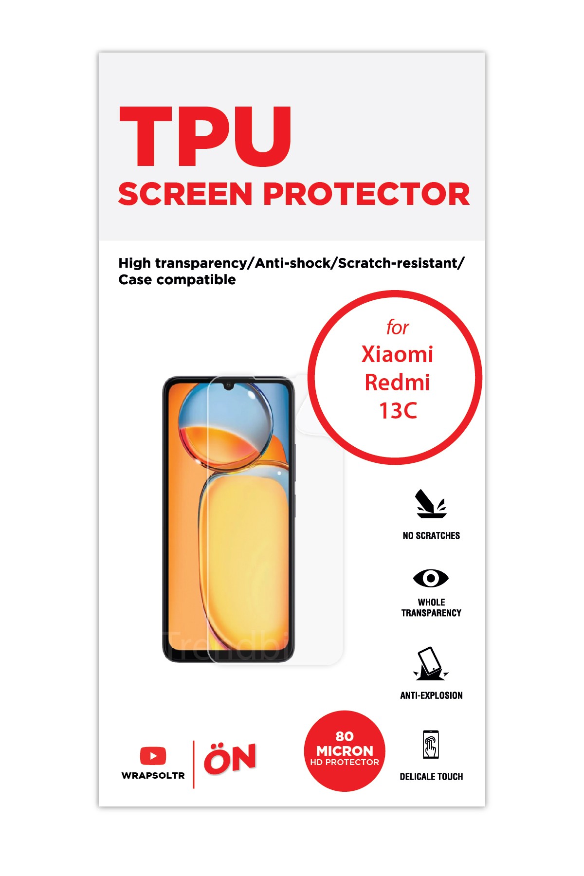 Xiaomi Redmi 13C - Ekran Koruyucu Parlak Şeffaf TPU Film (80 micron)