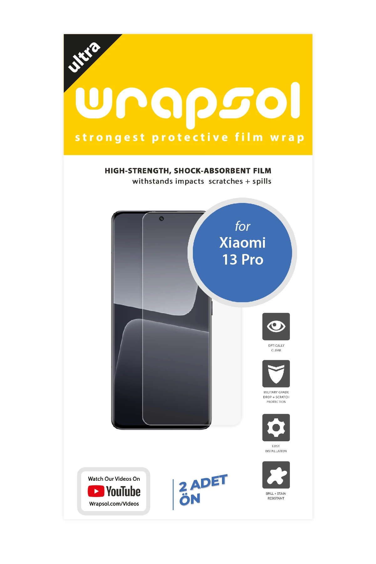 Xiaomi 13 Pro - Ekran Koruyucu Parlak Şeffaf Poliüretan Film (150 mikron)