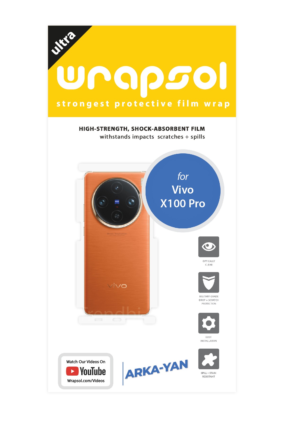 Vivo X100 Pro - Arka/Yan Koruyucu Parlak Şeffaf Poliüretan Film (150 micron)