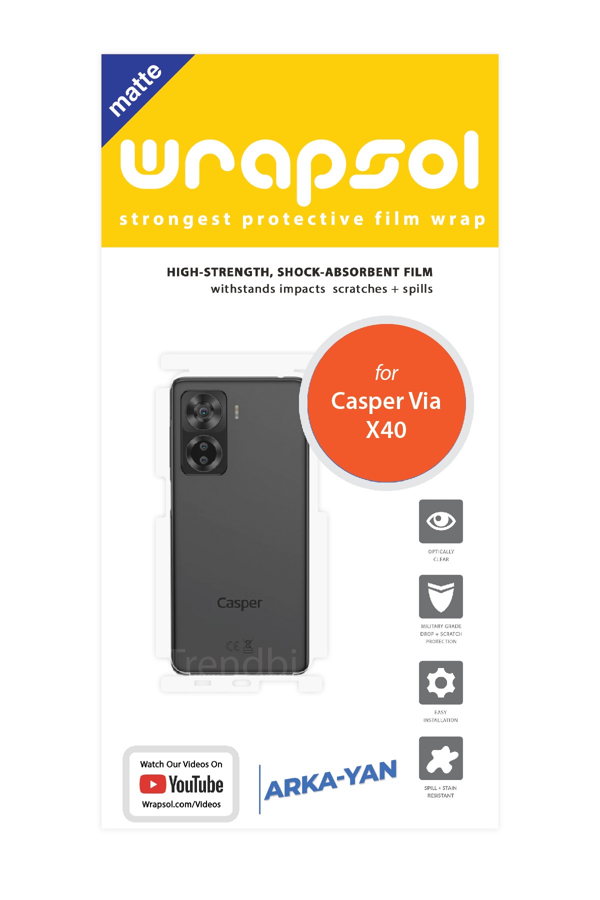 Casper Via X40 - Arka/Yan Koruyucu Mat Şeffaf Poliüretan Film (150 micron)