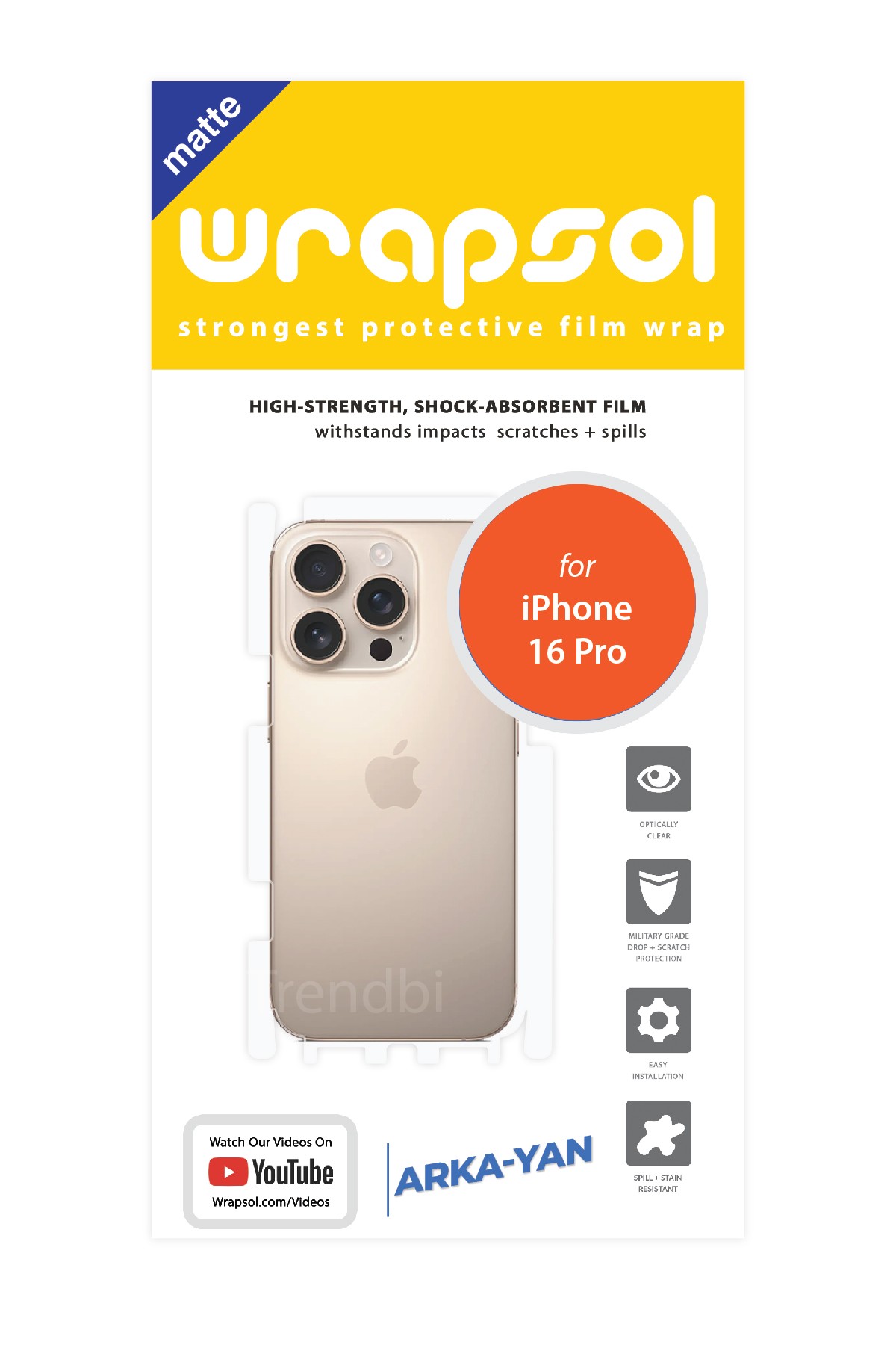 iPhone 16 Pro - Arka/Yan Koruyucu Mat Şeffaf Poliüretan Film (150 micron)